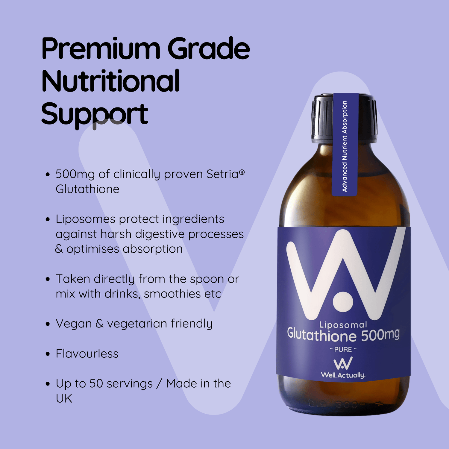 Liposomal Glutathione Liquid - 500mg - PURE (Unflavoured)