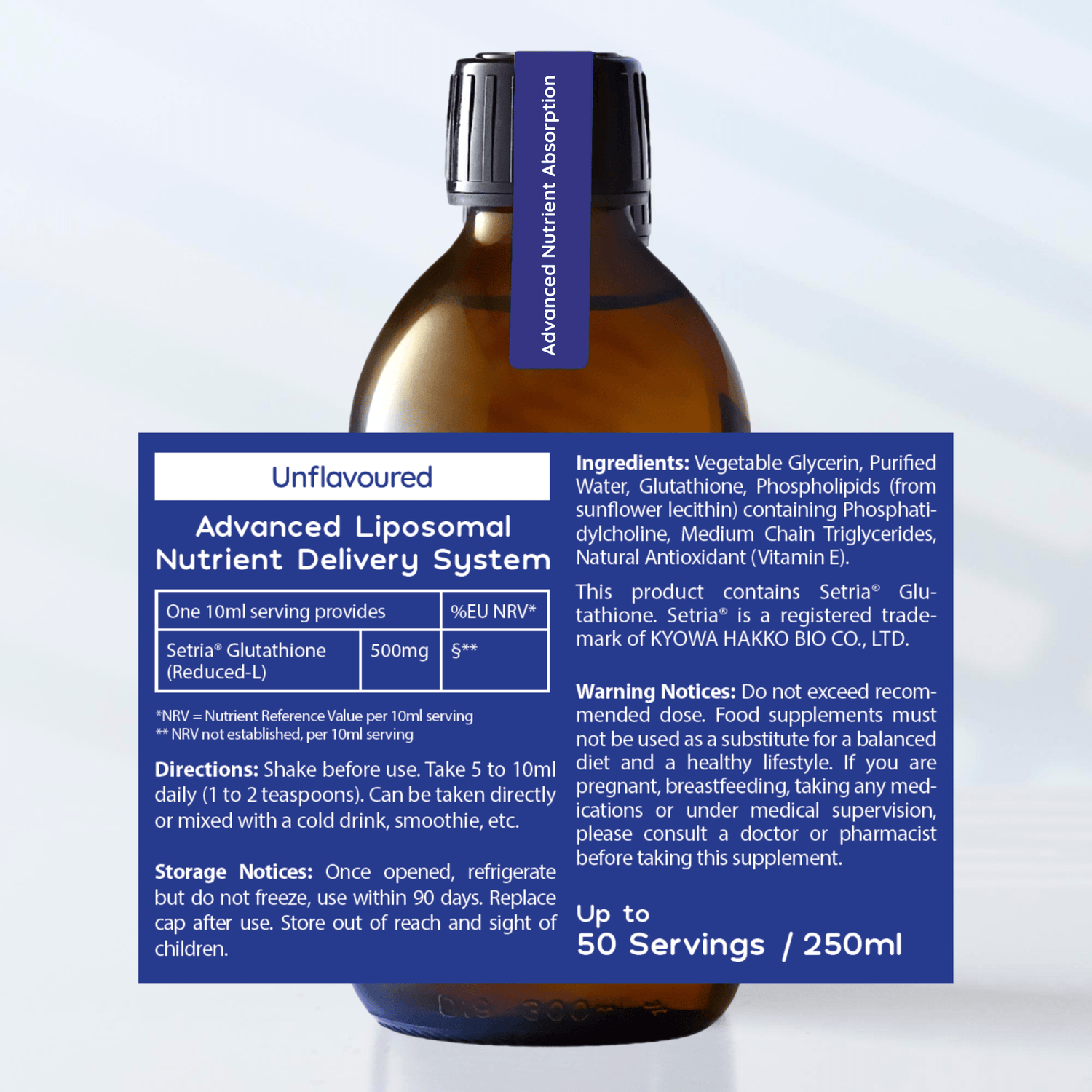 Liposomal Glutathione Liquid - 500mg - PURE (Unflavoured)