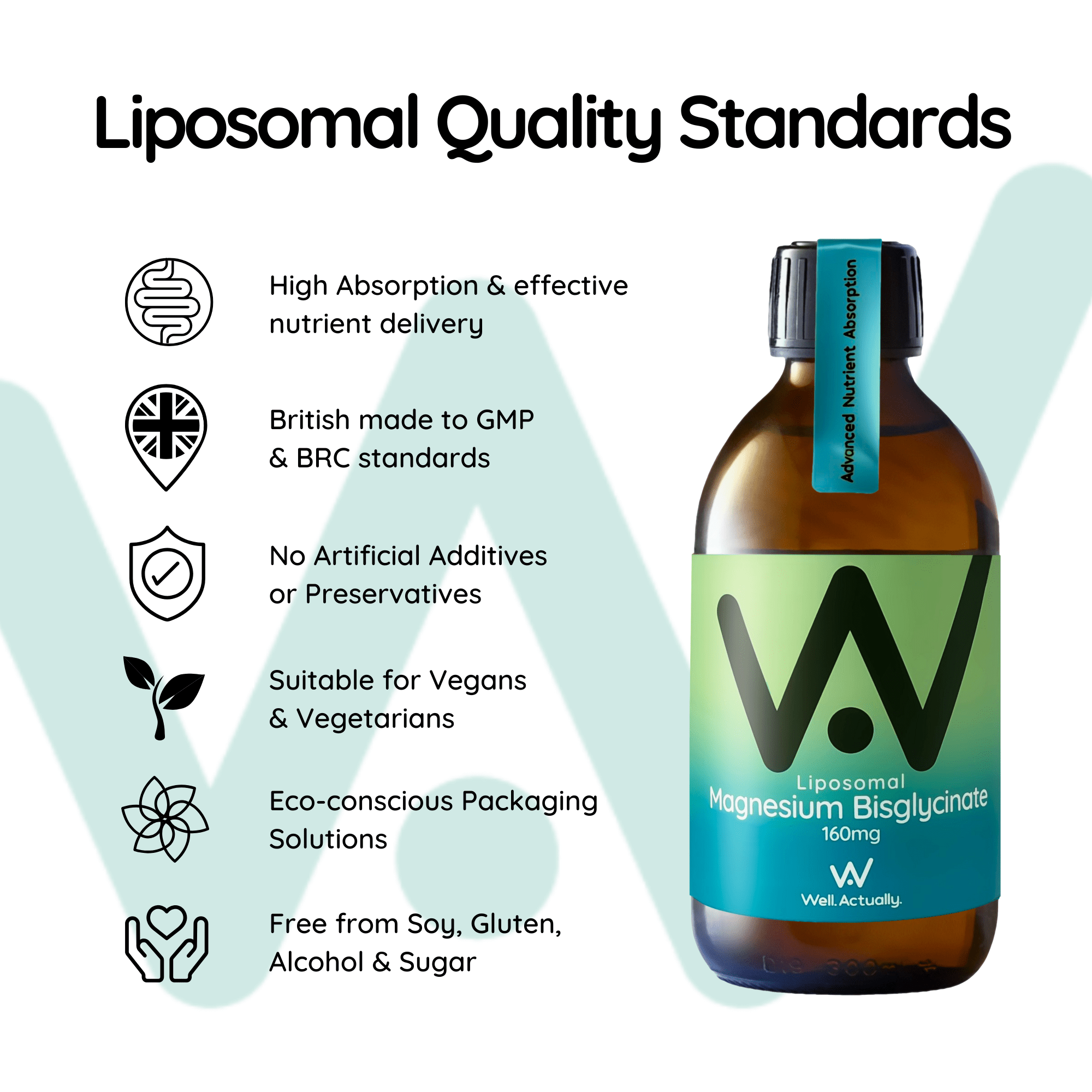 Liposomal Magnesium Bisglycinate Liquid - 160mg - Lime & Blackberry Flavour - 250ml