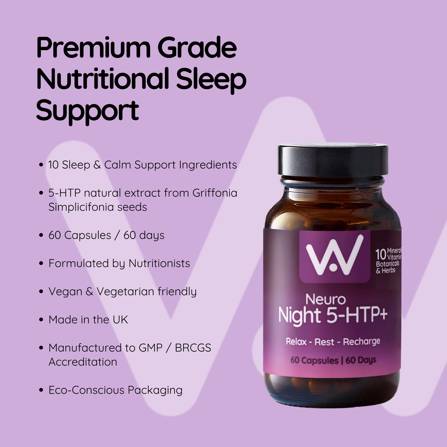 Neuro Night 5 - HTP+ 10 Ingredients - 60 Capsules