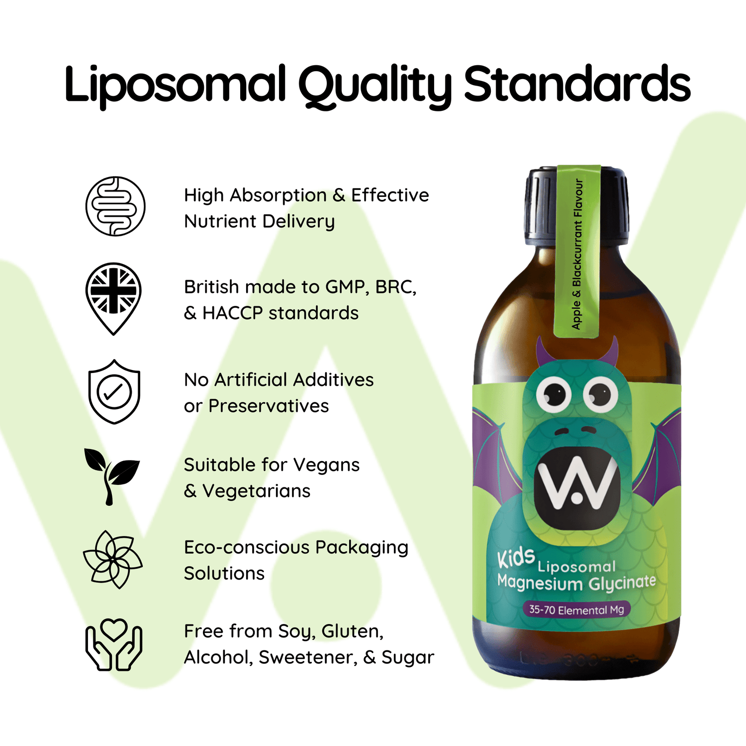 *NEW!* Kids Liposomal Magnesium Glycinate Liquid - 35 - 70mg - Apple & Blackcurrant Flavour - 250ml