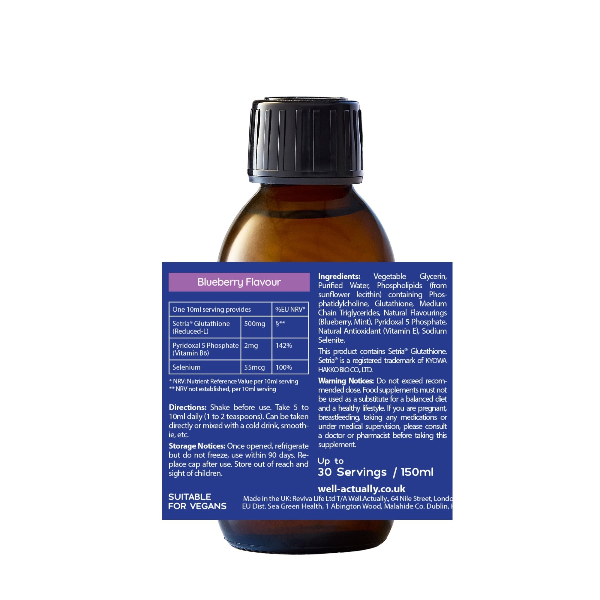 Liposomal Glutathione Liquid - 500mg - Blueberry Flavour