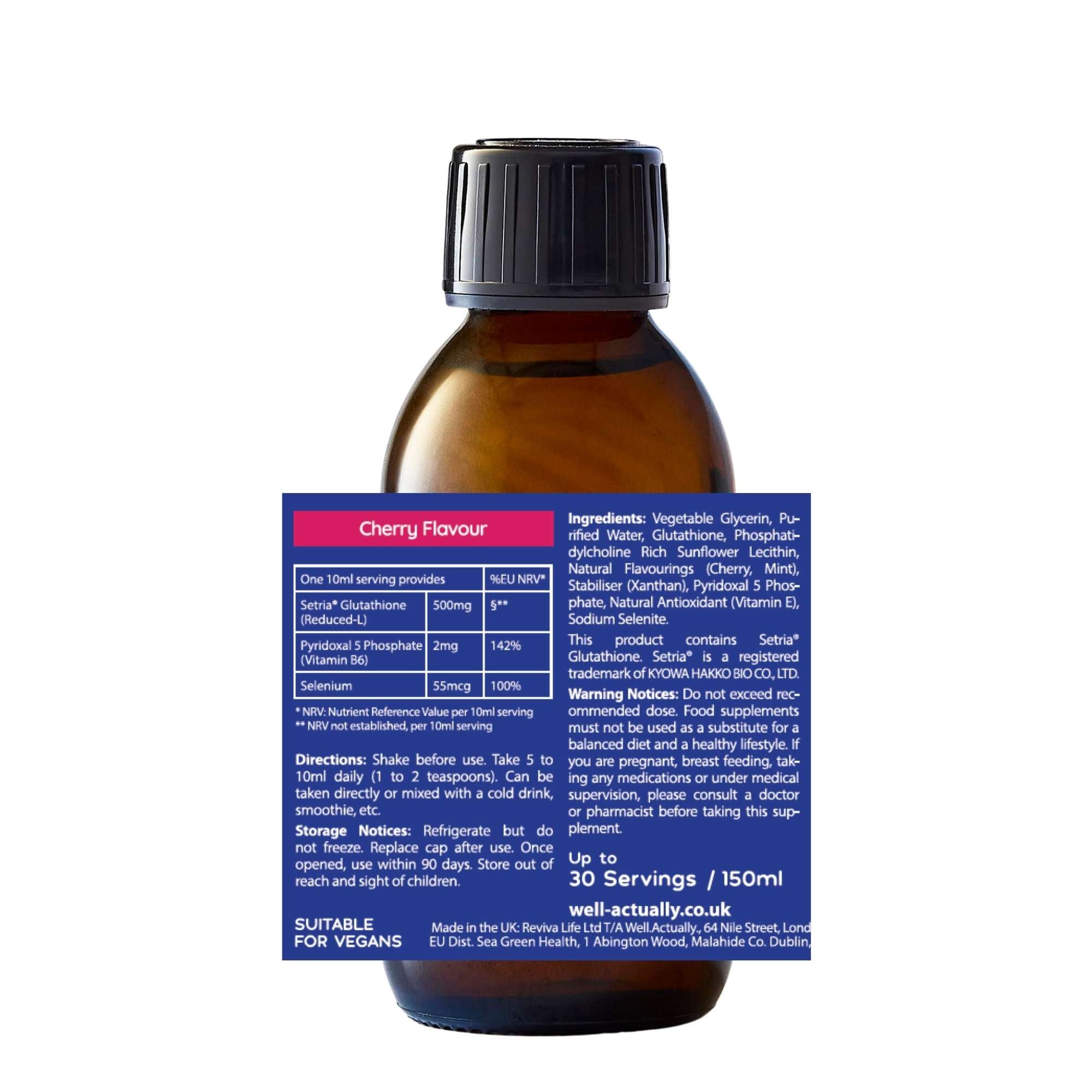 Liposomal Glutathione Liquid - 150ml - 500mg - DUAL ACTION - Cherry Flavour