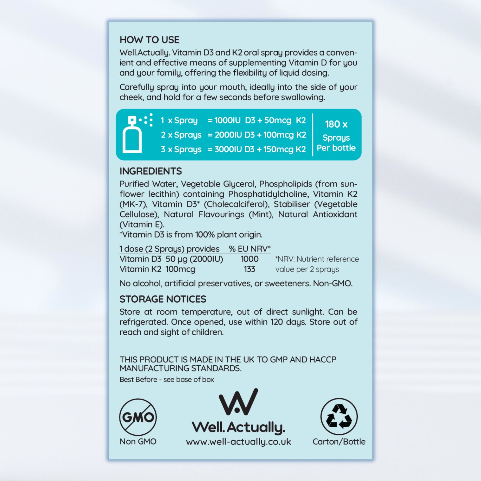 Liposomal Vitamin D3 & Vitamin K2 Oral Spray - 2000IUs - Lime Crush, Strawberry & Rhubarb, and Peppermint Flavour