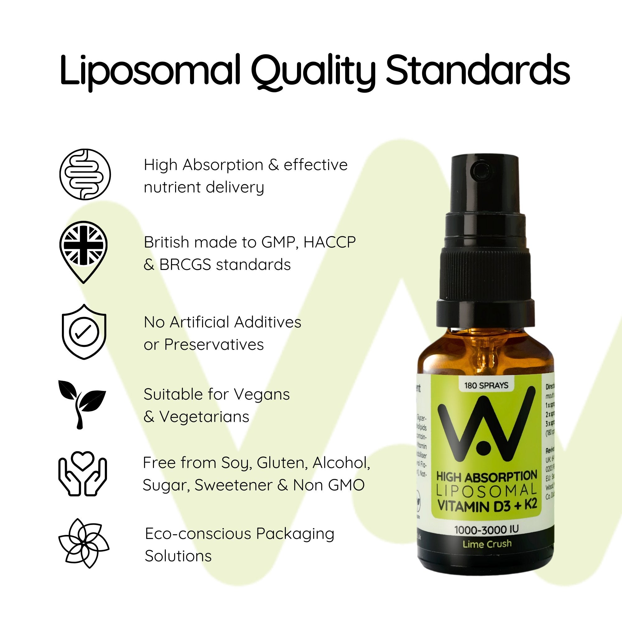 Liposomal Vitamin D3 & Vitamin K2 Oral Spray - 2000IUs - Lime Crush, Strawberry & Rhubarb, and Peppermint Flavour