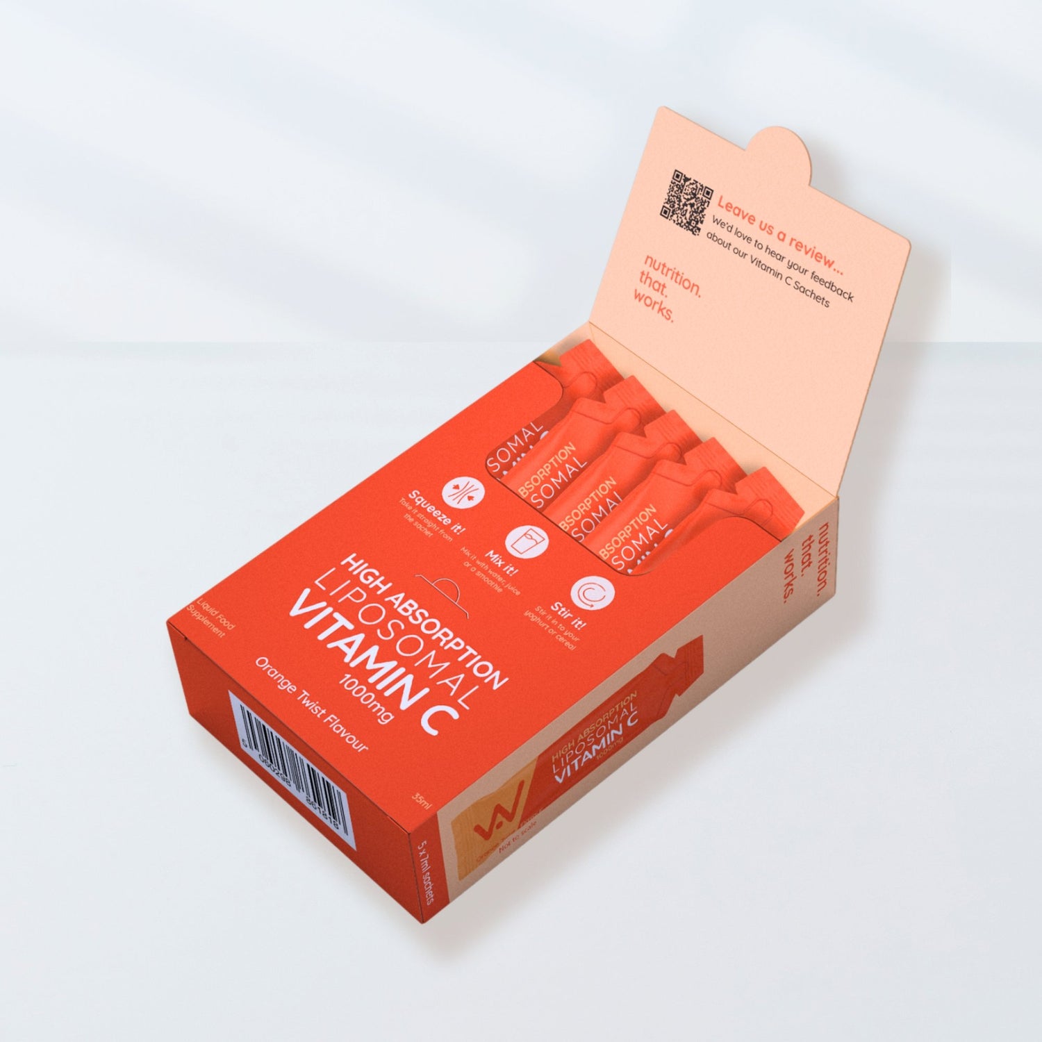 NEW Liposomal Vitamin C Liquid - 1000mg - 5 Sachet Pack - Orange Twist Flavour