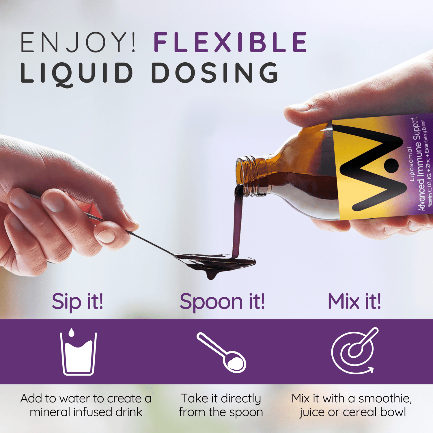 Liposomal Advanced Immune Support - Elderberry, Vitamins C, D3, K2 + Zinc - Forest Fruits Flavour - 250ml