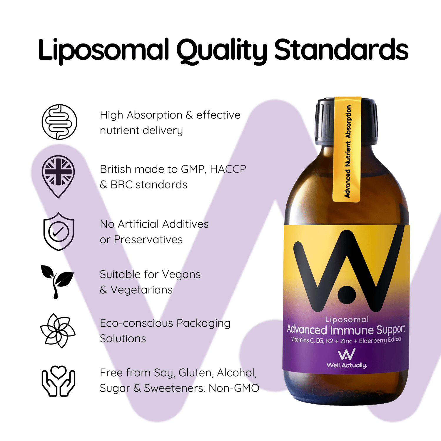 Liposomal Advanced Immune Support - Elderberry, Vitamins C, D3, K2 + Zinc - Forest Fruits Flavour - 250ml