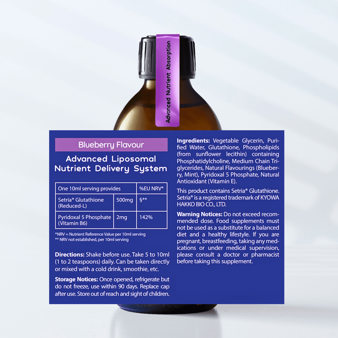 Liposomal Glutathione Liquid - 500mg - Blueberry Flavour