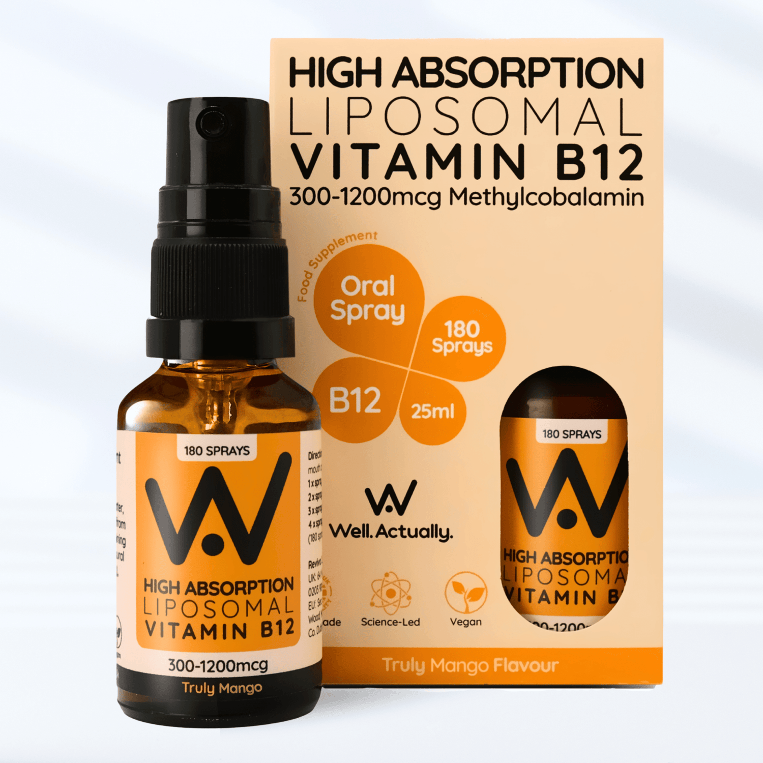Liposomal Vitamin B12 Oral Spray - 300 to 1200mcg - Truly Mango or Very Berry Flavour