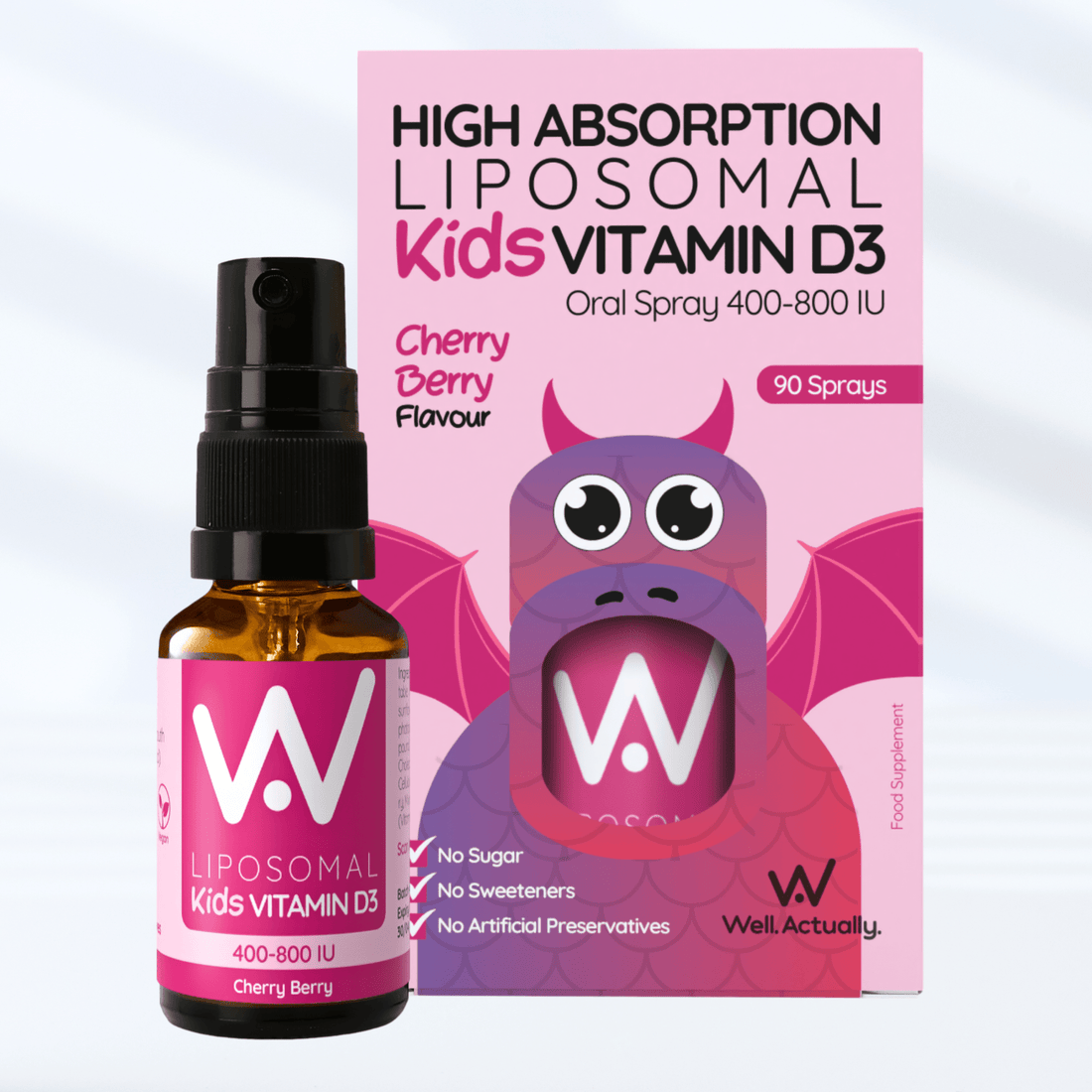 *NEW!* Kids Liposomal Vitamin D3 Oral Spray - 400 to 800IU - Cherry Berry or Orange Burst Flavour