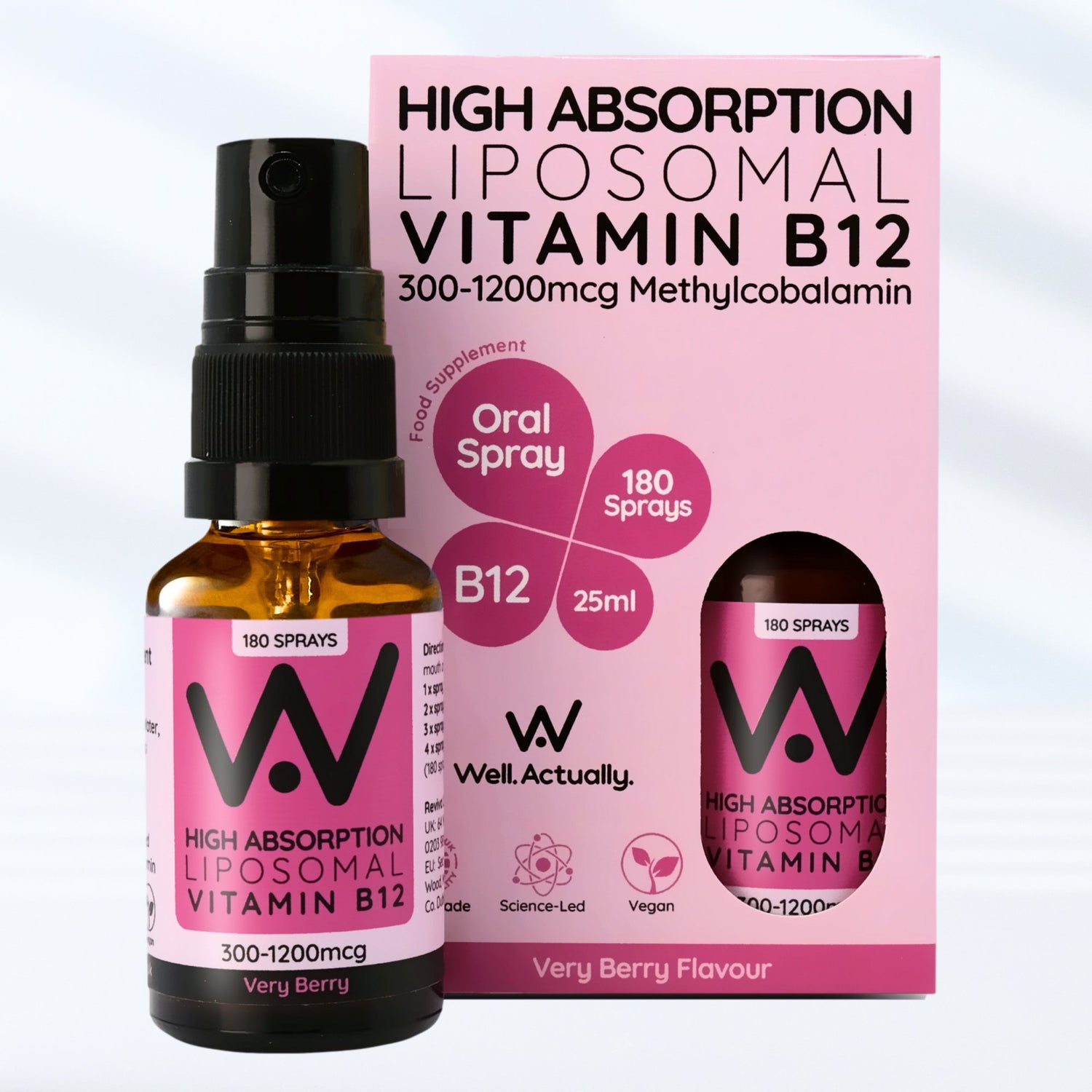 Liposomal Vitamin B12 Oral Spray - 300 to 1200mcg - Truly Fruity or Very Berry Flavour