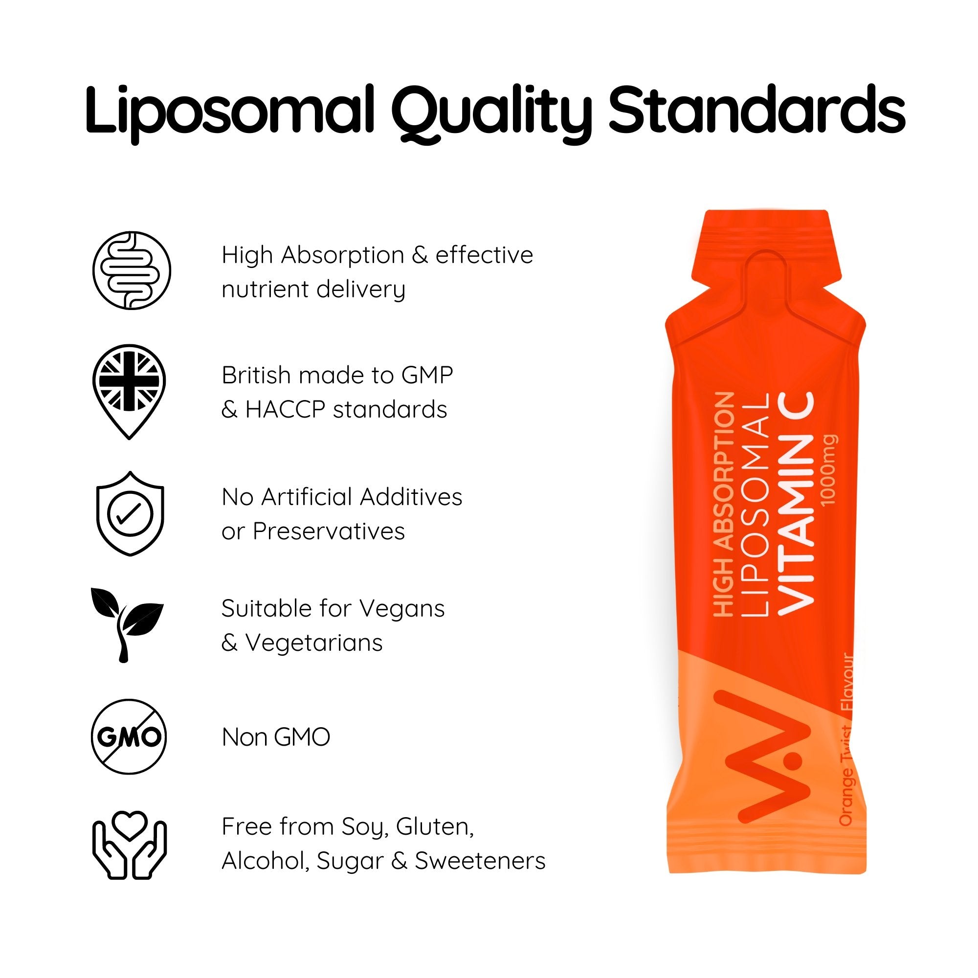 NEW Liposomal Vitamin C Sachets - 1000mg - 30 Pack - Orange Twist Flavour